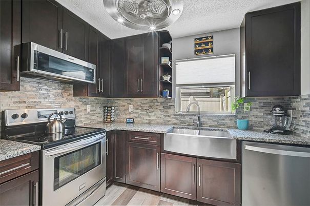 Interior, Kitchen, Stainless Steel Appliances, Wood Texture Flooring