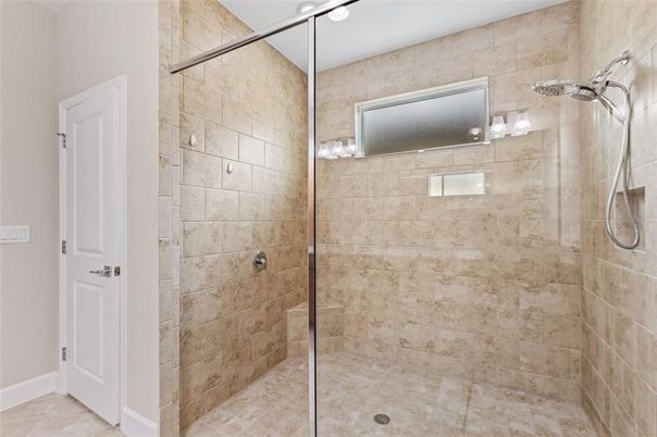 Bathroom, Glass Shower, Interior, Stone Walls