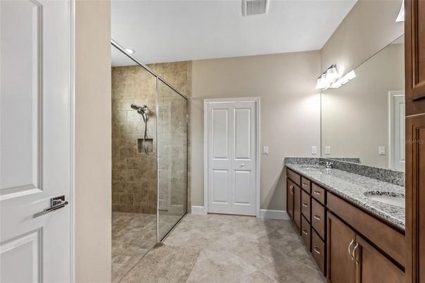 Bathroom, Dual Sink Vanities, Glass Shower, Interior