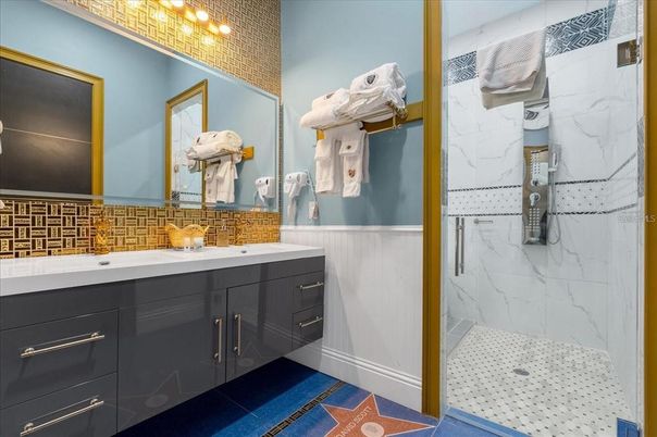 Bathroom, Glass Shower, Interior, Marble Walls