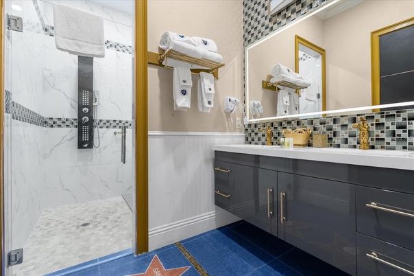 Bathroom, Glass Shower, Interior, Marble Walls