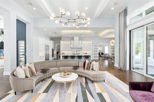 Interior, Kitchen, Living room, Pendant Lights, Recessed Lighting, Stainless Steel Appliances, Wood Texture Flooring