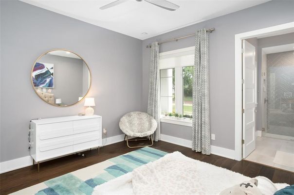 Bathroom, Bedroom, Glass Shower, Interior, Wood Texture Flooring