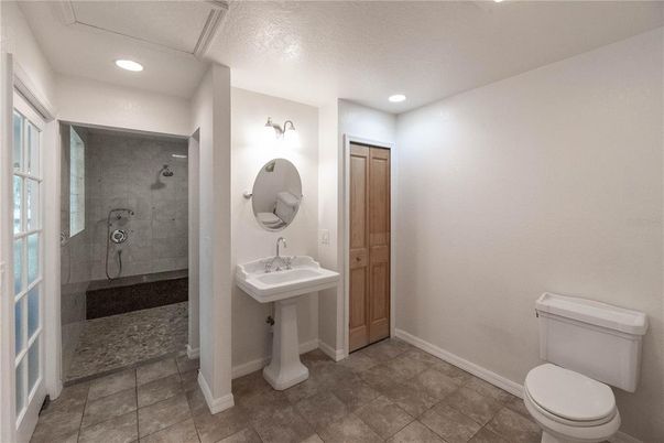 Bathroom, Glass Shower, Interior, Recessed Lighting