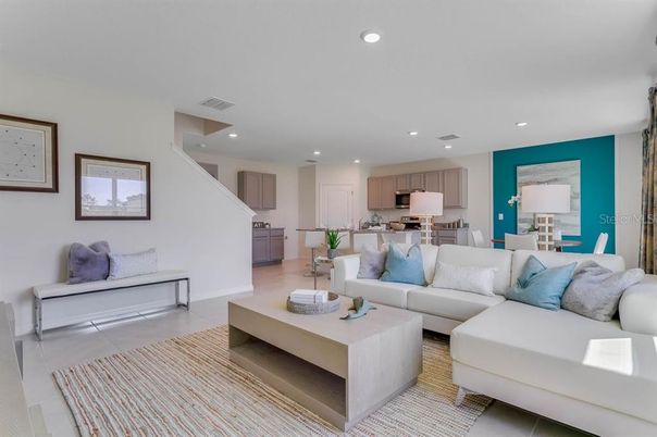Dining room, Interior, Kitchen, Living room, Recessed Lighting