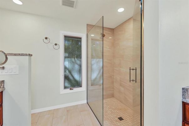 Bathroom, Glass Shower, Interior, Recessed Lighting
