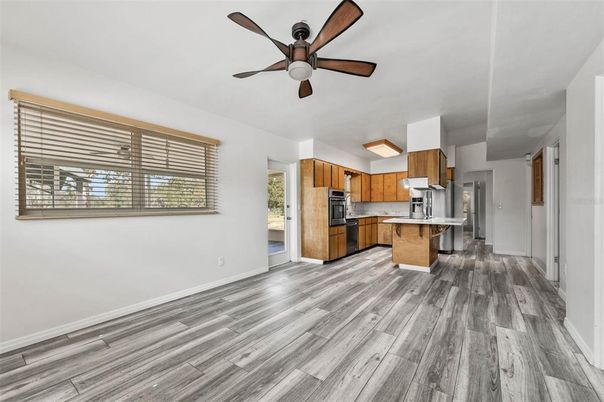 Interior, Kitchen, Stainless Steel Appliances, Wood Texture Flooring