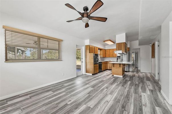 Interior, Kitchen, Stainless Steel Appliances, Wood Texture Flooring