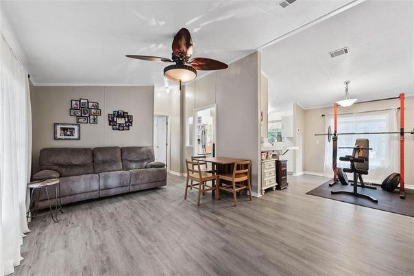 Dining room, Fitness Equipment, Interior, Wood Texture Flooring
