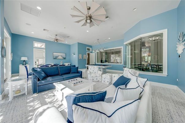 Billiard Table, Game Room, Interior, Living room, Pendant Lights, Recessed Lighting