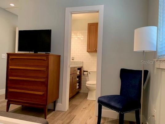 Bathroom, Interior, Recessed Lighting, Wood Texture Flooring