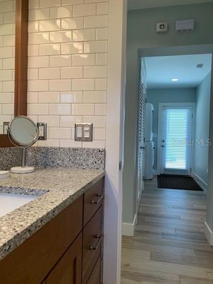 Bathroom, Interior, Recessed Lighting, Wood Texture Flooring