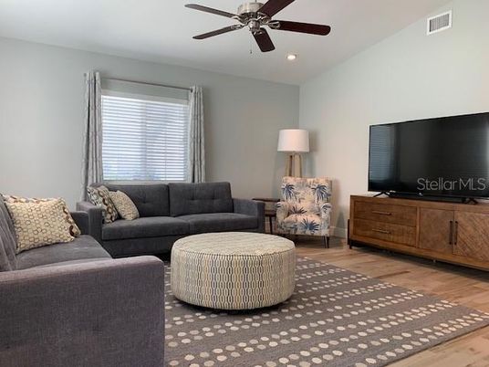 Interior, Living room, Recessed Lighting, Wood Texture Flooring