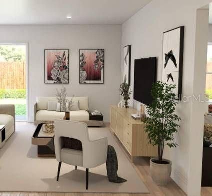 Interior, Living room, Recessed Lighting, Wood Texture Flooring