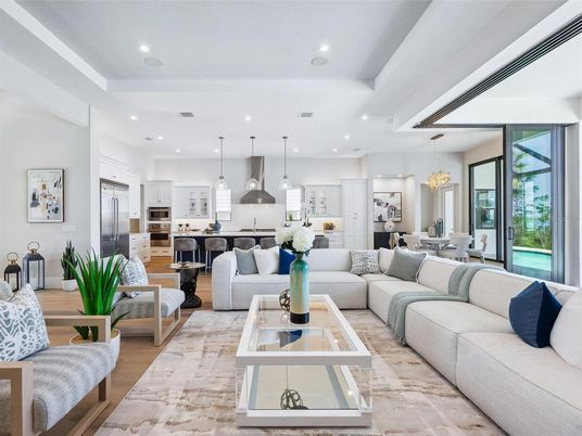 Dining room, Interior, Kitchen, Living room, Pendant Lights, Recessed Lighting, Stainless Steel Appliances, Wood Texture Flooring