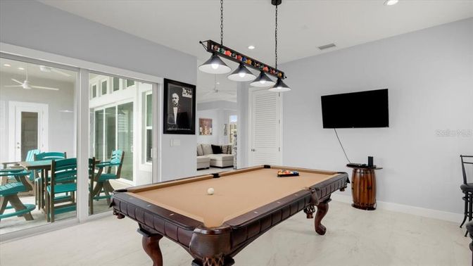 Billiard Table, Dining room, Game Room, Interior, Pendant Lights, Recessed Lighting
