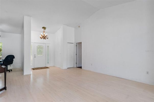 Chandelier, Home Office, Interior, Wood Texture Flooring