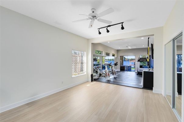 Fireplace, Interior, Recessed Lighting, Wood Texture Flooring