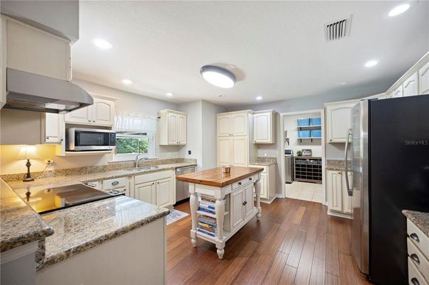 Interior, Kitchen, Recessed Lighting, Wood Texture Flooring