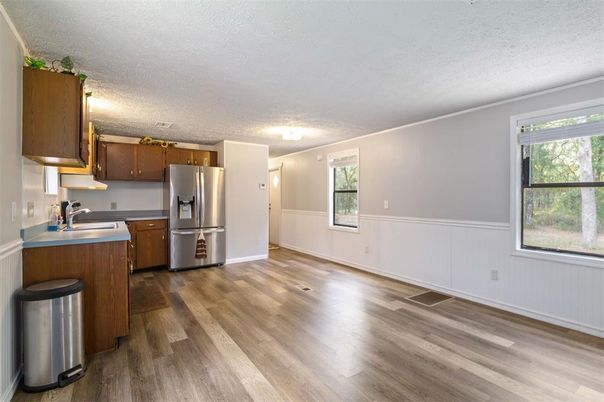 Interior, Kitchen, Stainless Steel Appliances, Wood Texture Flooring