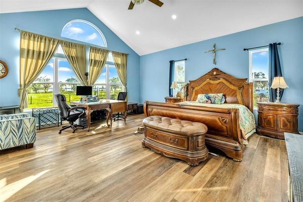 Bedroom, Home Office, Interior, Recessed Lighting, Wood Texture Flooring