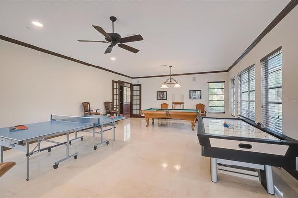 Billiard Table, Game Room, Interior, Pendant Lights, Recessed Lighting