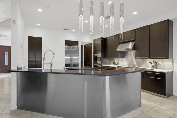 Interior, Kitchen, Pendant Lights, Recessed Lighting, Stainless Steel Appliances