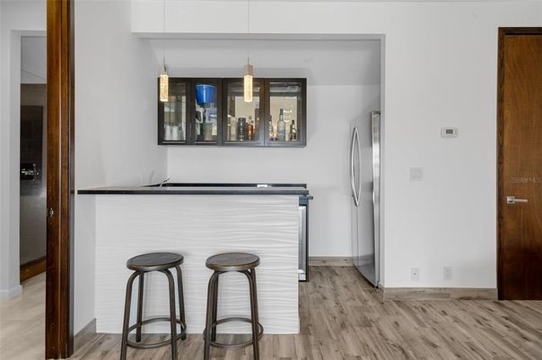 Interior, Kitchen, Pendant Lights, Wood Texture Flooring