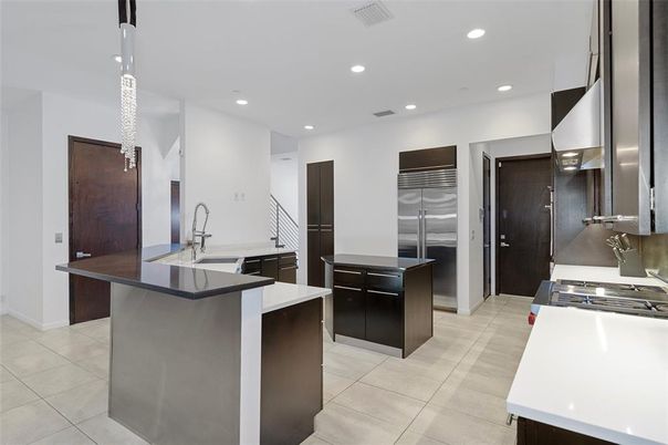 Interior, Kitchen, Pendant Lights, Recessed Lighting, Stainless Steel Appliances