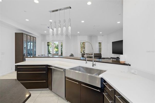 Interior, Kitchen, Pendant Lights, Recessed Lighting, Stainless Steel Appliances