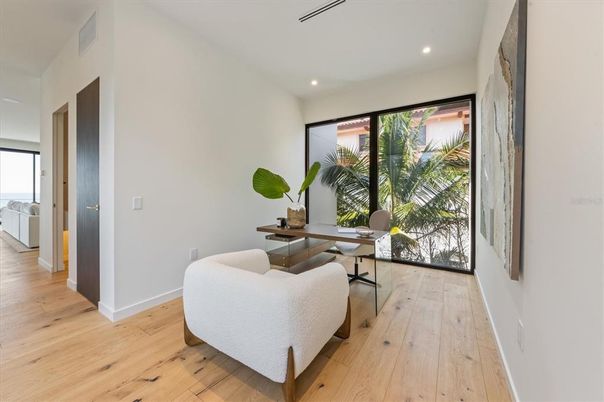 Home Office, Interior, Recessed Lighting, Wood Texture Flooring
