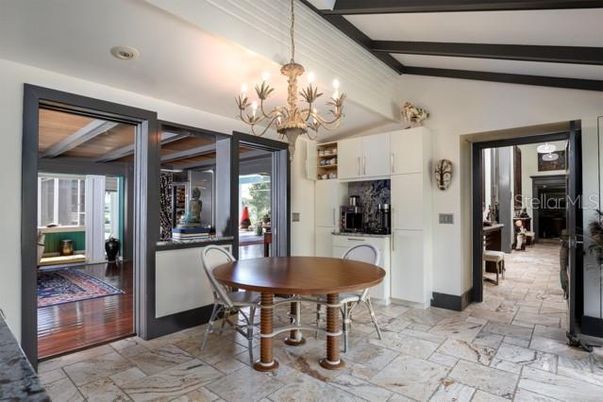 Chandelier, Dining room, Interior, Recessed Lighting, Wood Texture Flooring