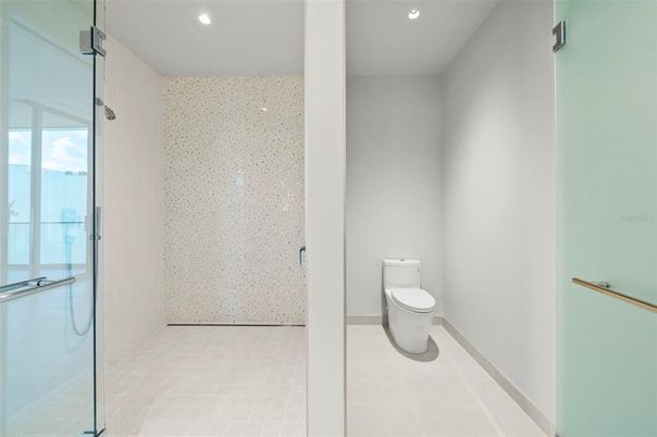 Bathroom, Glass Shower, Interior, Recessed Lighting