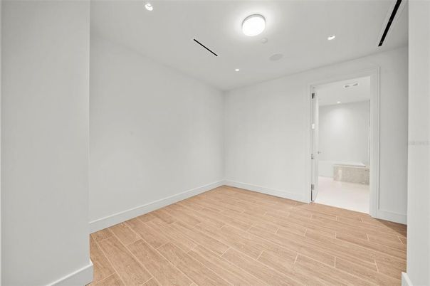 Empty room, Interior, Recessed Lighting, Wood Texture Flooring