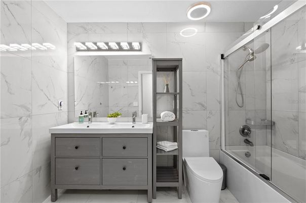 Bathroom, Glass Shower, Interior, Marble Walls