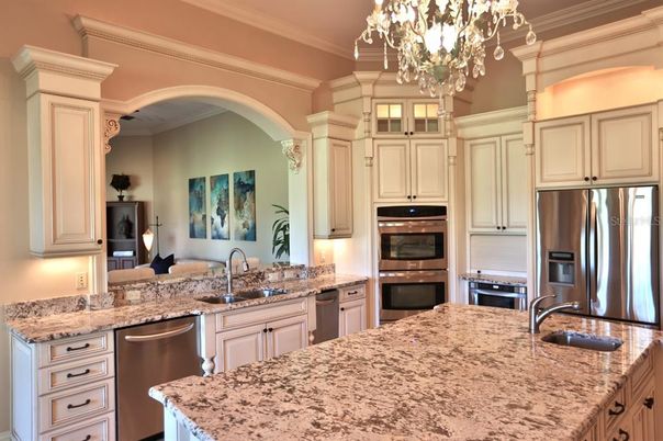 Chandelier, Interior, Kitchen, Stainless Steel Appliances