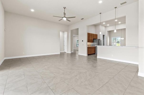 Empty room, Interior, Kitchen, Pendant Lights, Recessed Lighting