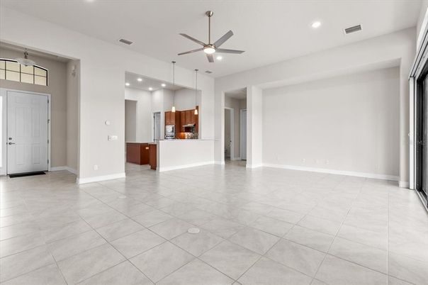 Empty room, Interior, Kitchen, Pendant Lights, Recessed Lighting