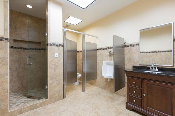 Bathroom, Dual Sink Vanities, Glass Shower, Interior, Recessed Lighting