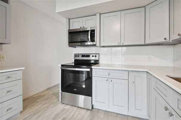 Interior, Kitchen, Stainless Steel Appliances, Wood Texture Flooring