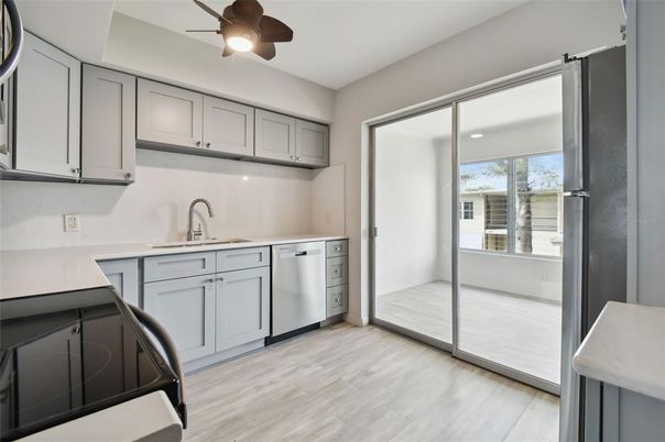 Interior, Kitchen, Recessed Lighting, Wood Texture Flooring