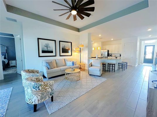 Interior, Kitchen, Living room, Recessed Lighting, Wood Texture Flooring
