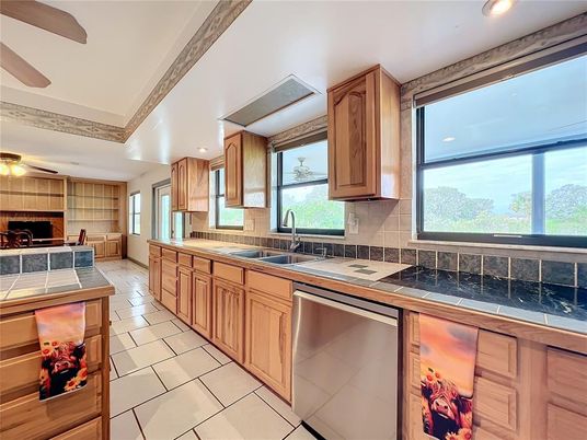 Interior, Kitchen, Recessed Lighting, Tile Countertops