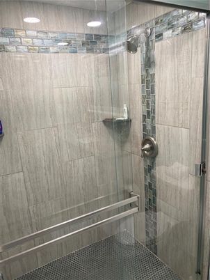 Bathroom, Glass Shower, Interior, Recessed Lighting