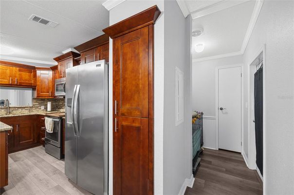 Interior, Kitchen, Stainless Steel Appliances, Wood Texture Flooring