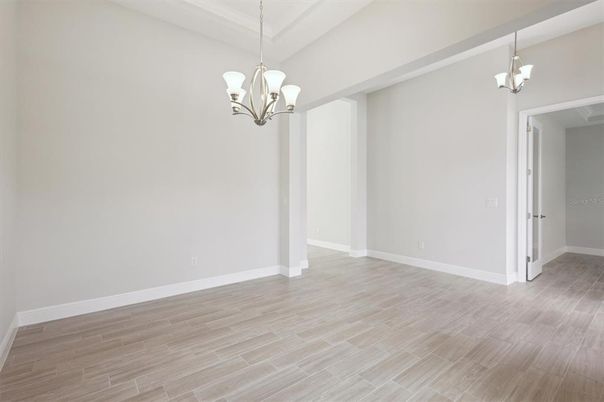 Chandelier, Empty room, Interior, Pendant Lights, Wood Texture Flooring