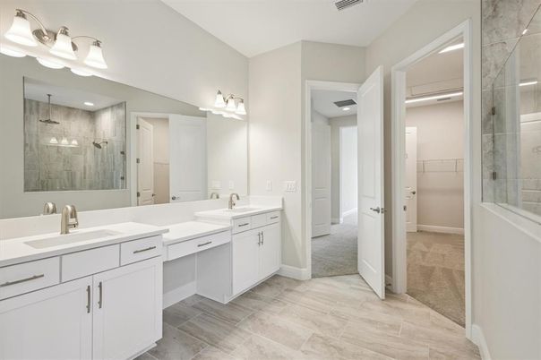 Bathroom, Dual Sink Vanities, Glass Shower, Interior