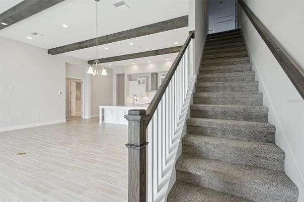 Interior, Pendant Lights, Recessed Lighting, Wooden Beams, Wood Texture Flooring