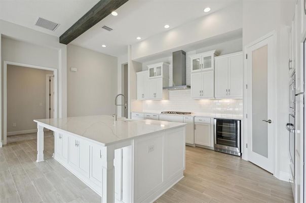 Interior, Kitchen, Recessed Lighting, Stainless Steel Appliances, Wooden Beams, Wood Texture Flooring