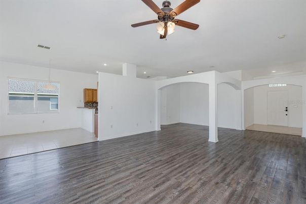 Empty room, Interior, Recessed Lighting, Wood Texture Flooring